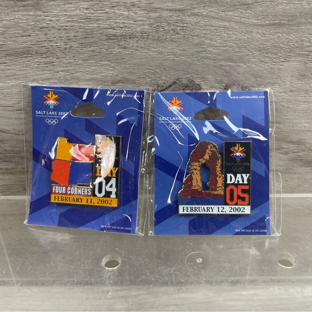 2002 Salt Lake Winter Olympics Aminco Pin Lot Of 2 DAY 4 Corners & 5 Utah Parks